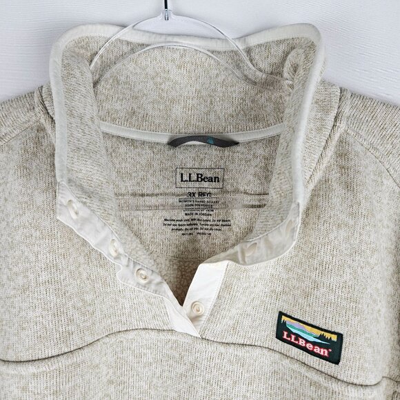 L.L. Bean Womens 3X Sweater Fleece Pullover Beige Snap Neck Warm Preppy EUC! - Picture 3 of 11